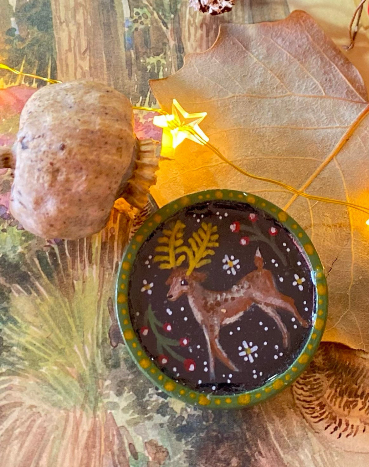 ✨Free Shipping✨King Deer Brooch. Handpainted