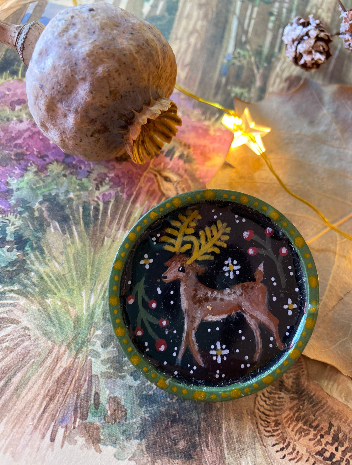 ✨Free Shipping✨King Deer Brooch. Handpainted