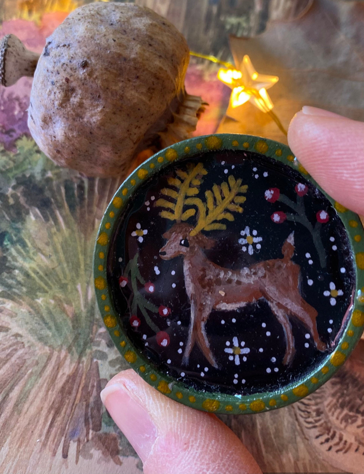✨Free Shipping✨King Deer Brooch. Handpainted