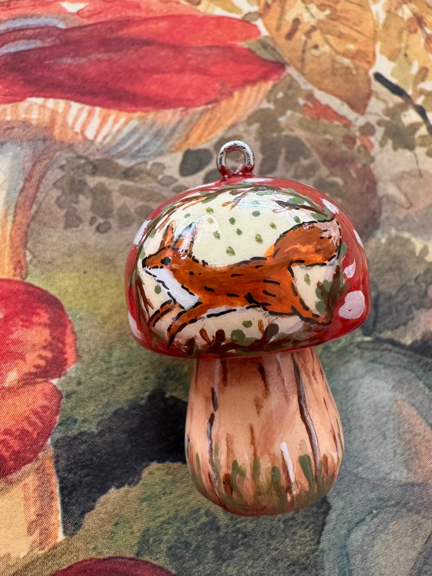 Faery Mushroom with red Fox necklace ✨FREE SHIPPING✨