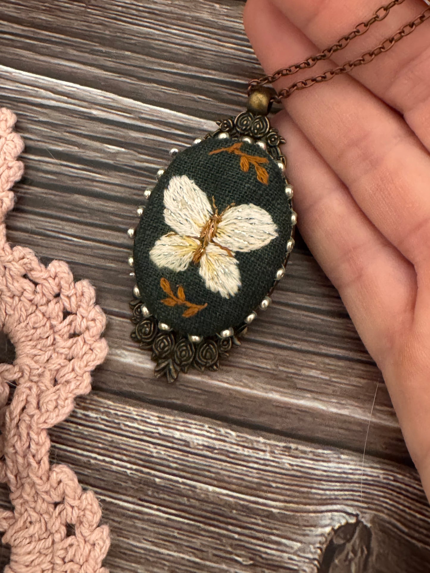 ✨only 1✨Winter Whispers embroidered necklace