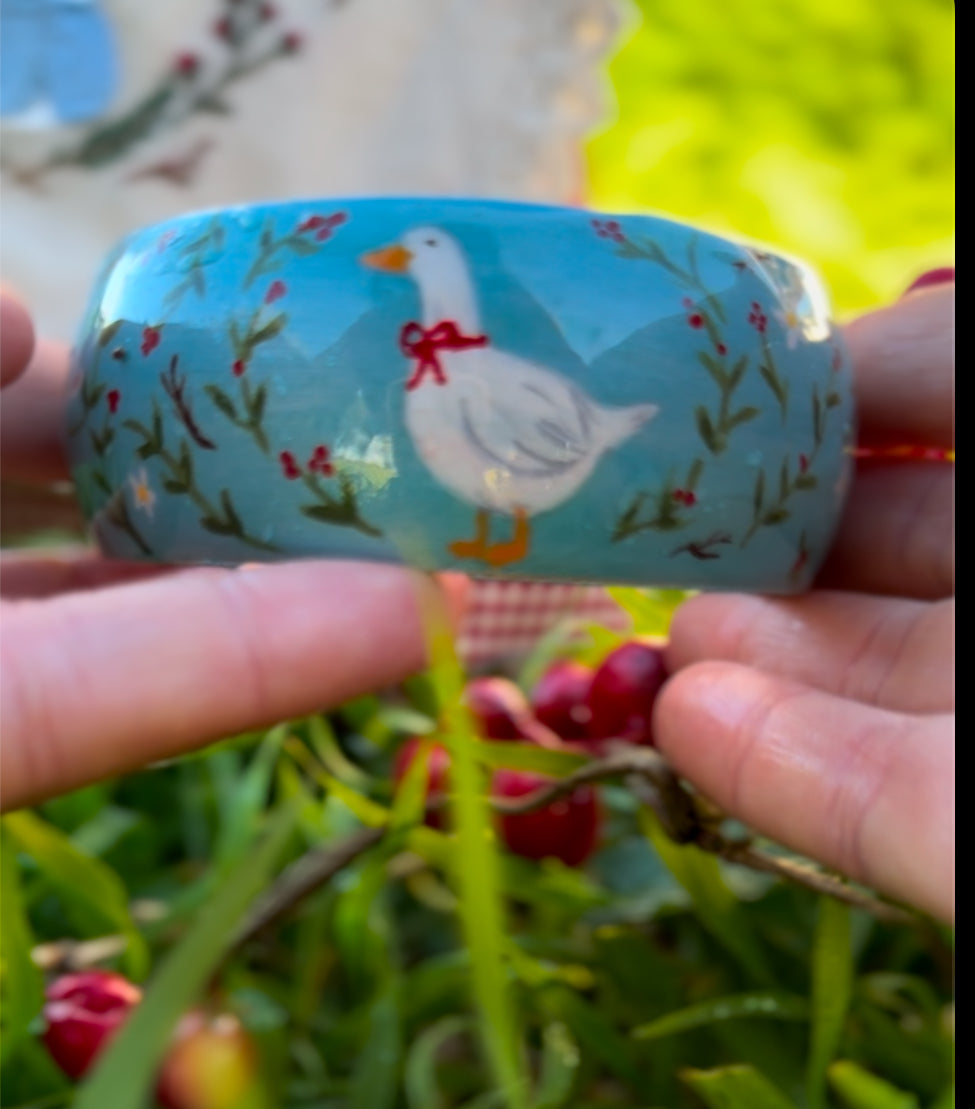 A gooseberry tale. Hand painted bracelet