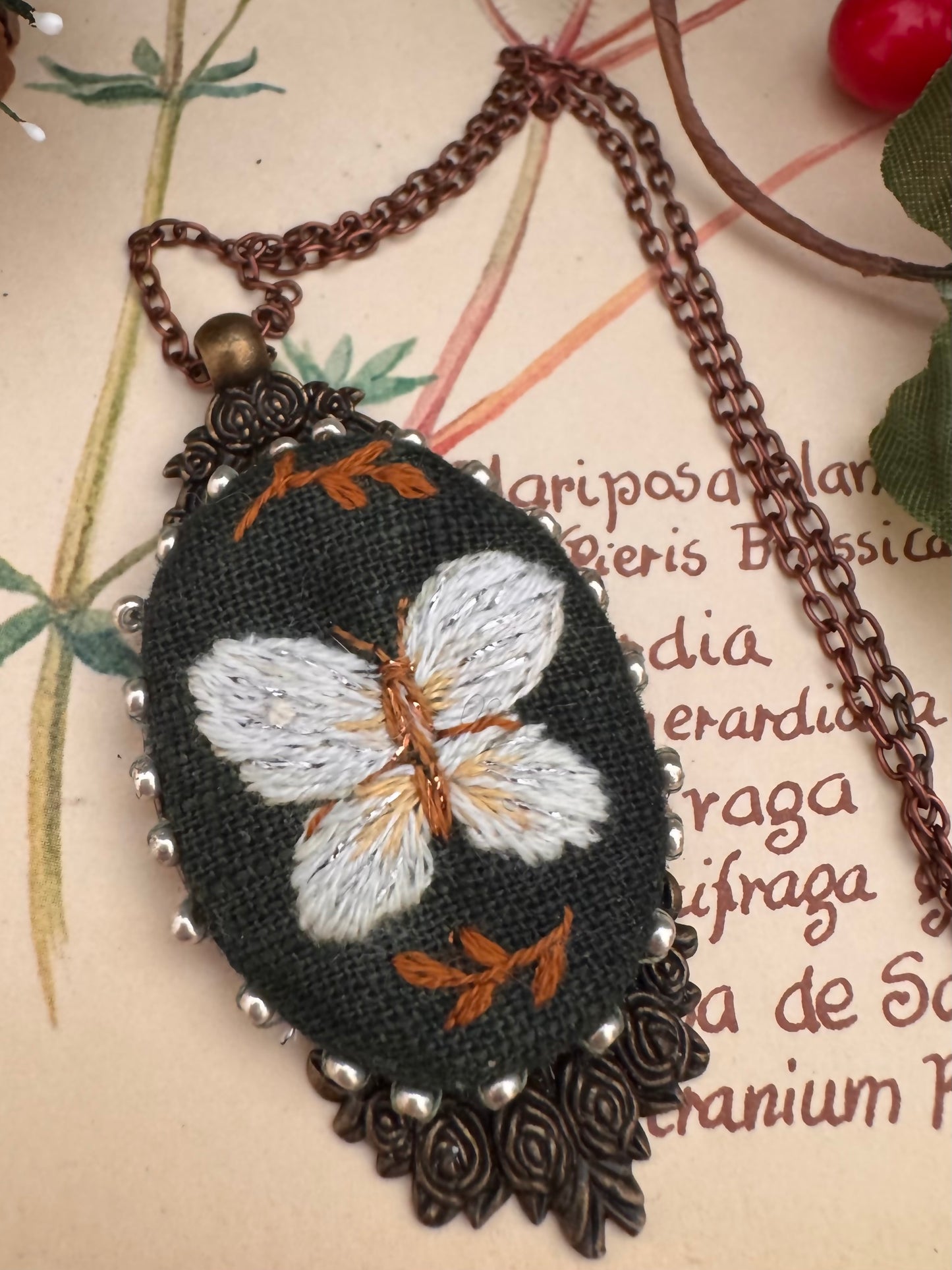 ✨only 1✨Winter Whispers embroidered necklace