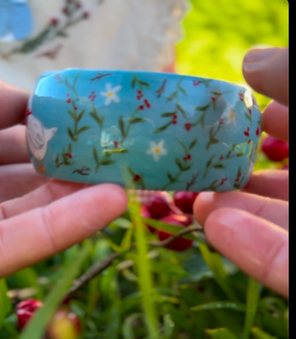 A gooseberry tale. Hand painted bracelet