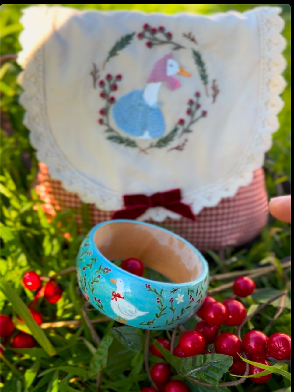 A gooseberry tale. Hand painted bracelet