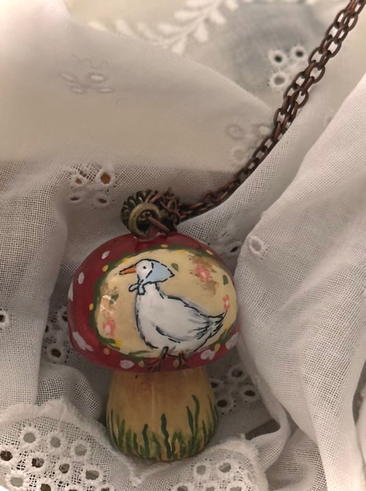 Faery Mushroom “Mama Goose” necklace