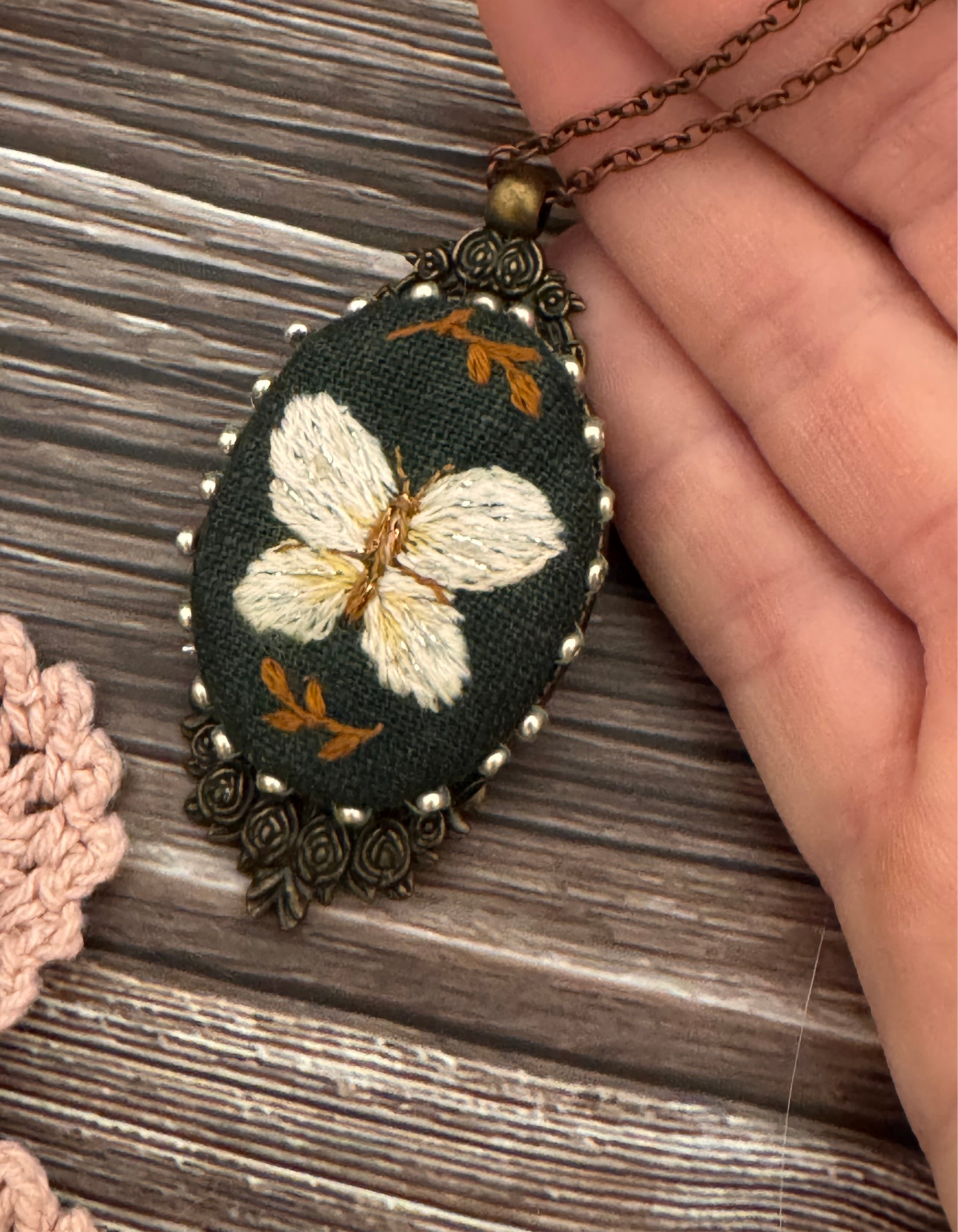 ✨only 1✨Winter Whispers embroidered necklace