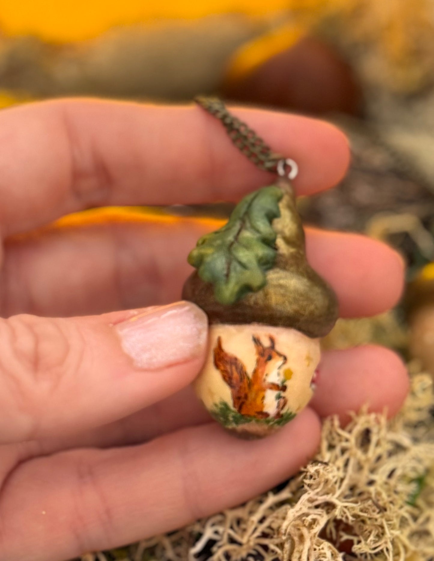 Faery Acorn with Squirrel necklace