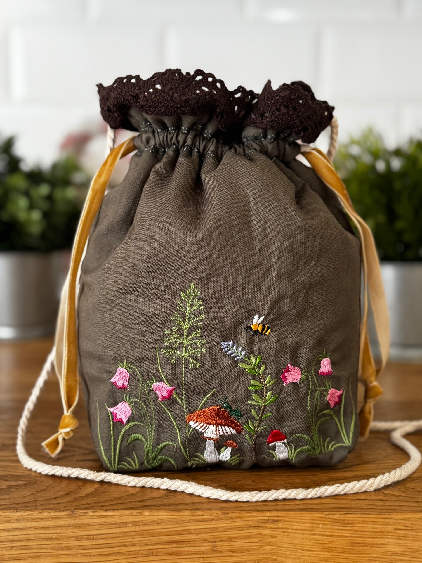 “Spring Morning Walk” Drawstring bag