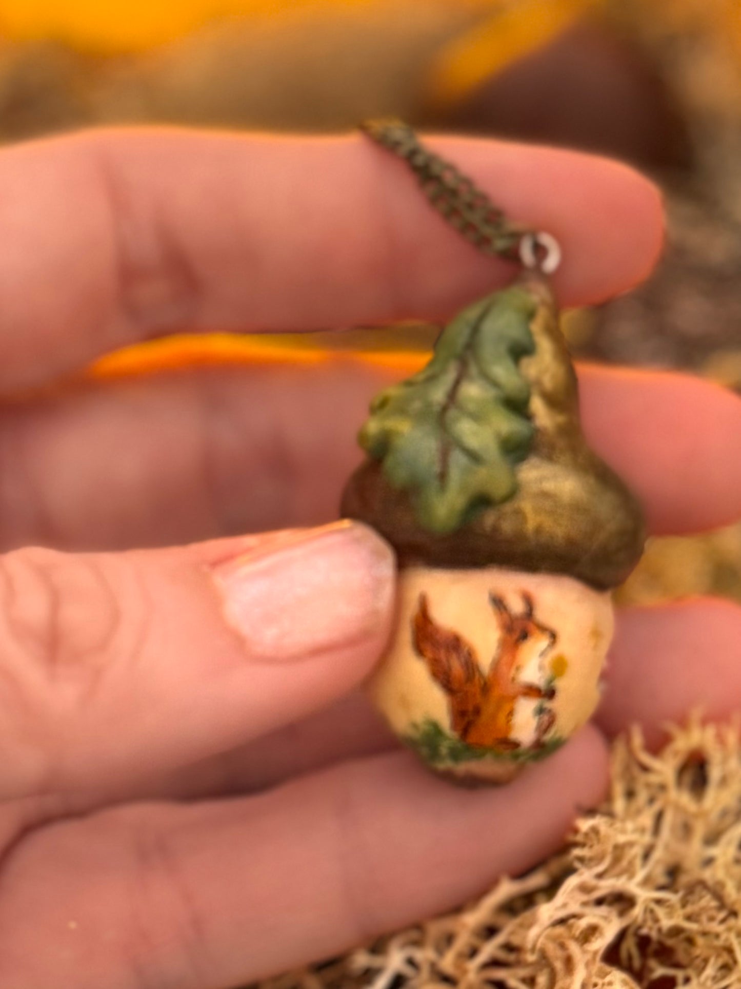 Faery Acorn with Squirrel necklace