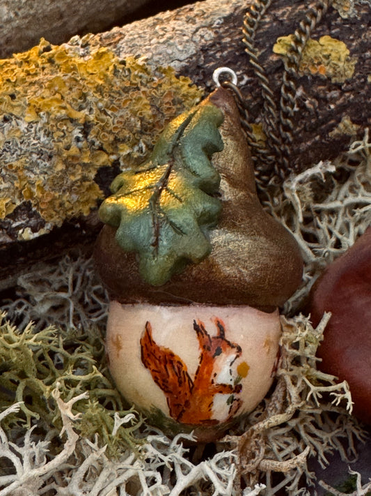 Faery Acorn with Squirrel necklace